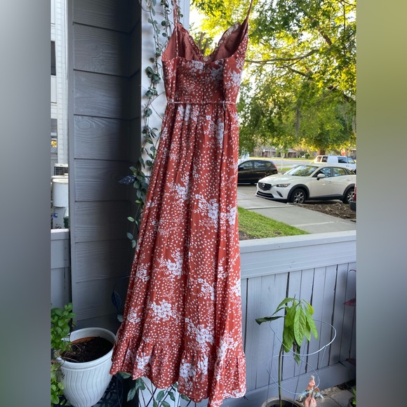 Orange Floral Maxi Dress - Picture 5 of 5